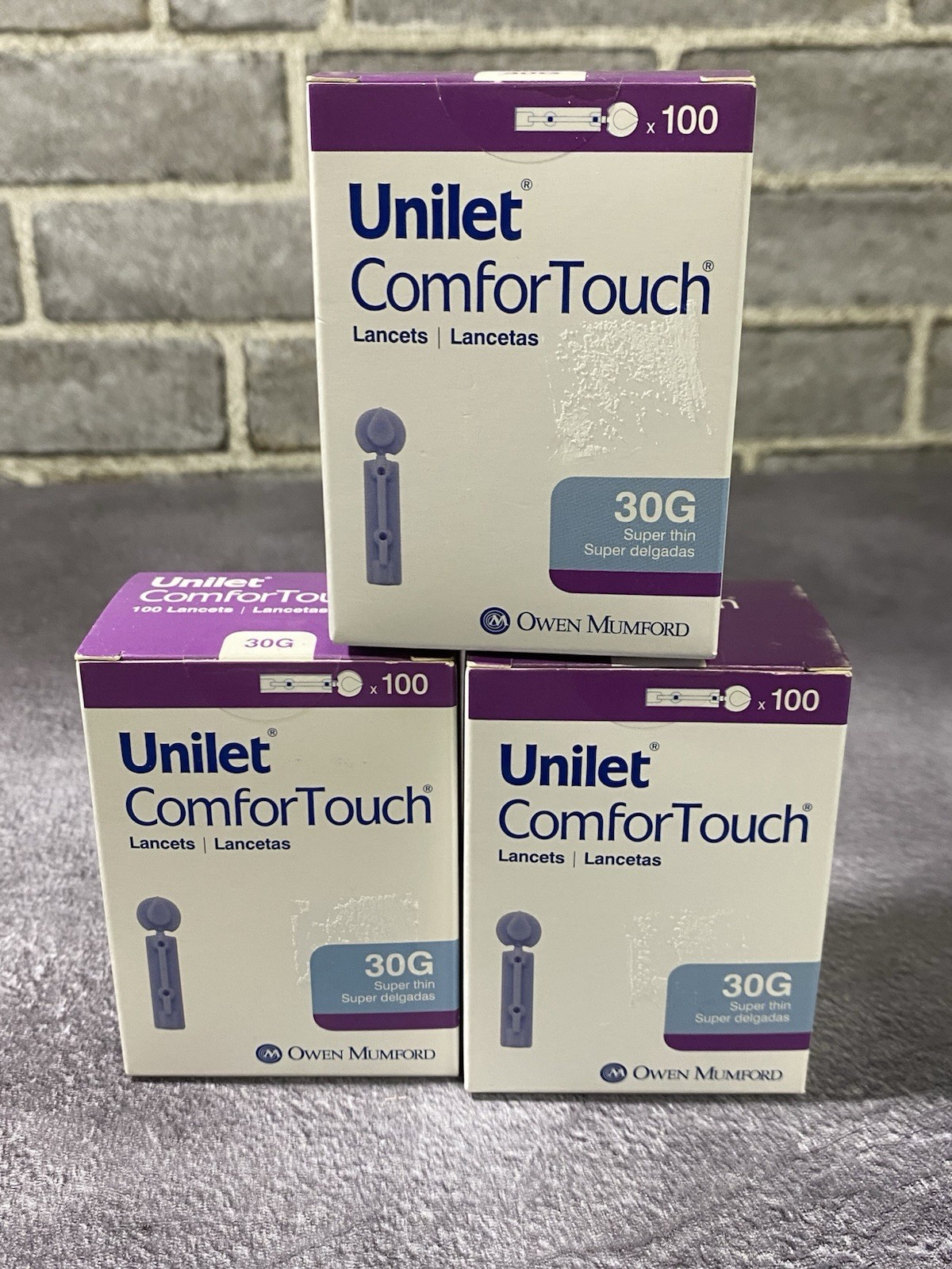 Unilet Comfor Touch Lancet 30g 100ct each X 3 Boxes. Exp: 03/05/2029