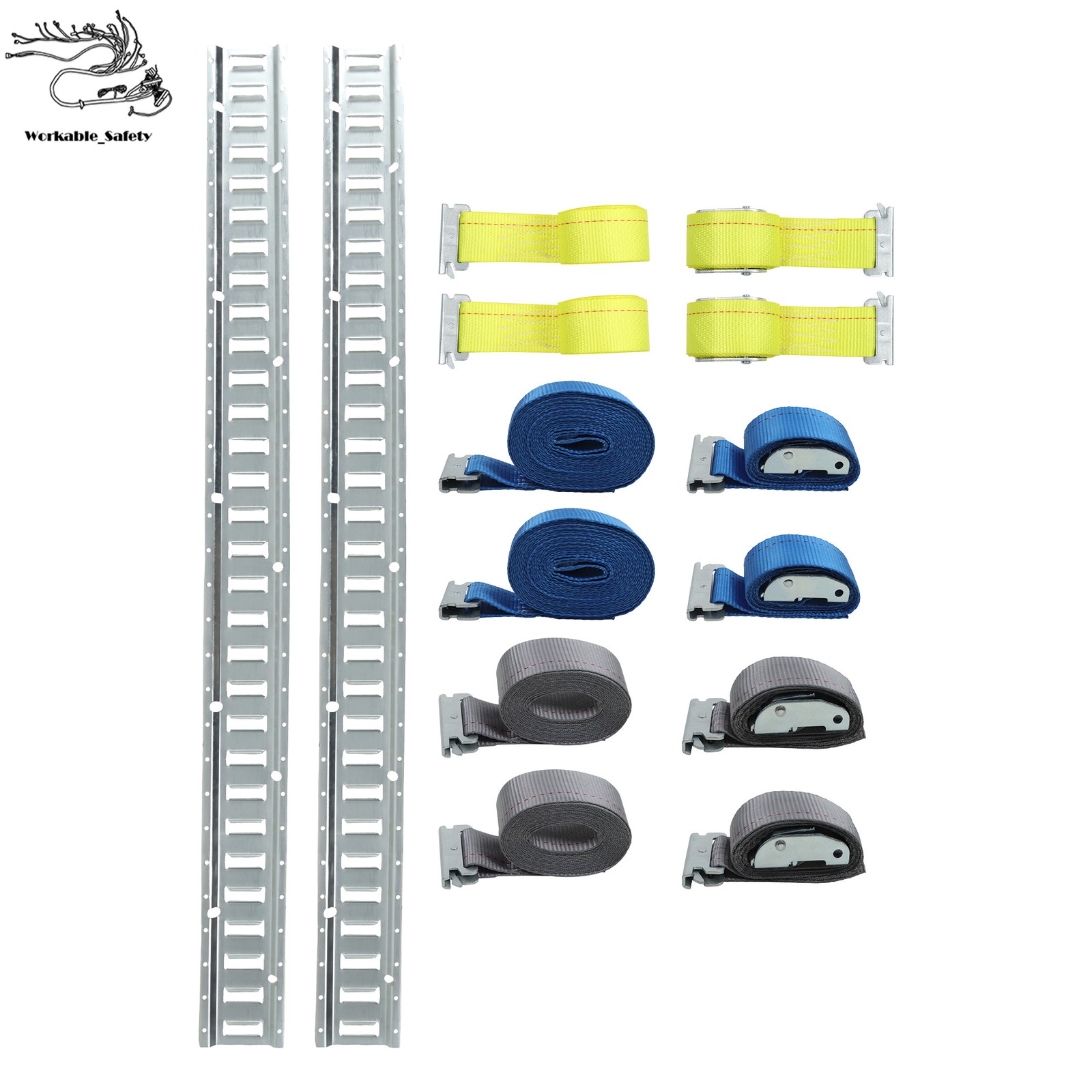 Silver 8 Pack 5 Foot E Track Rails, Zinc Plated Steel For Cargo Trailer Tie Down