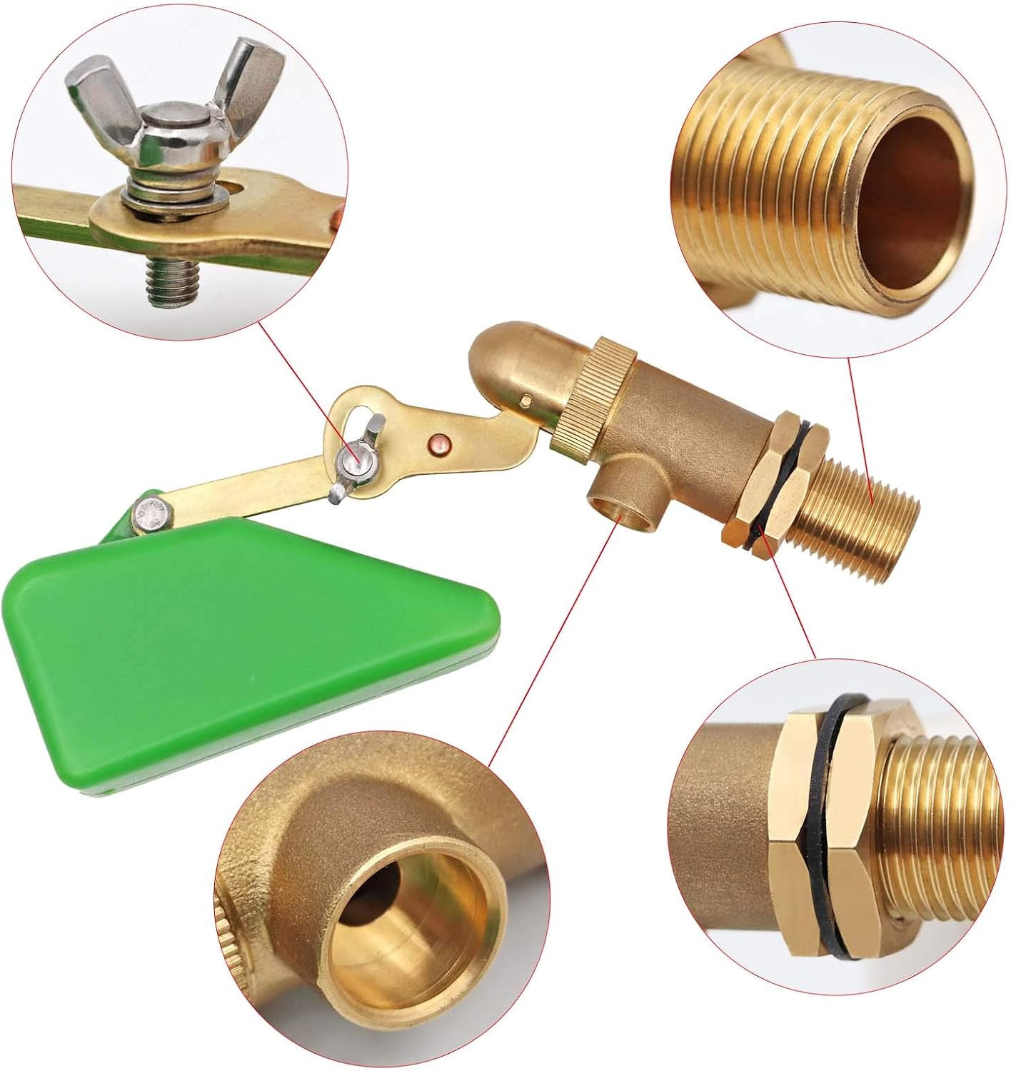 1/2 Inch Brass Valve with Plastic Float Water Float Valve with Adjustab