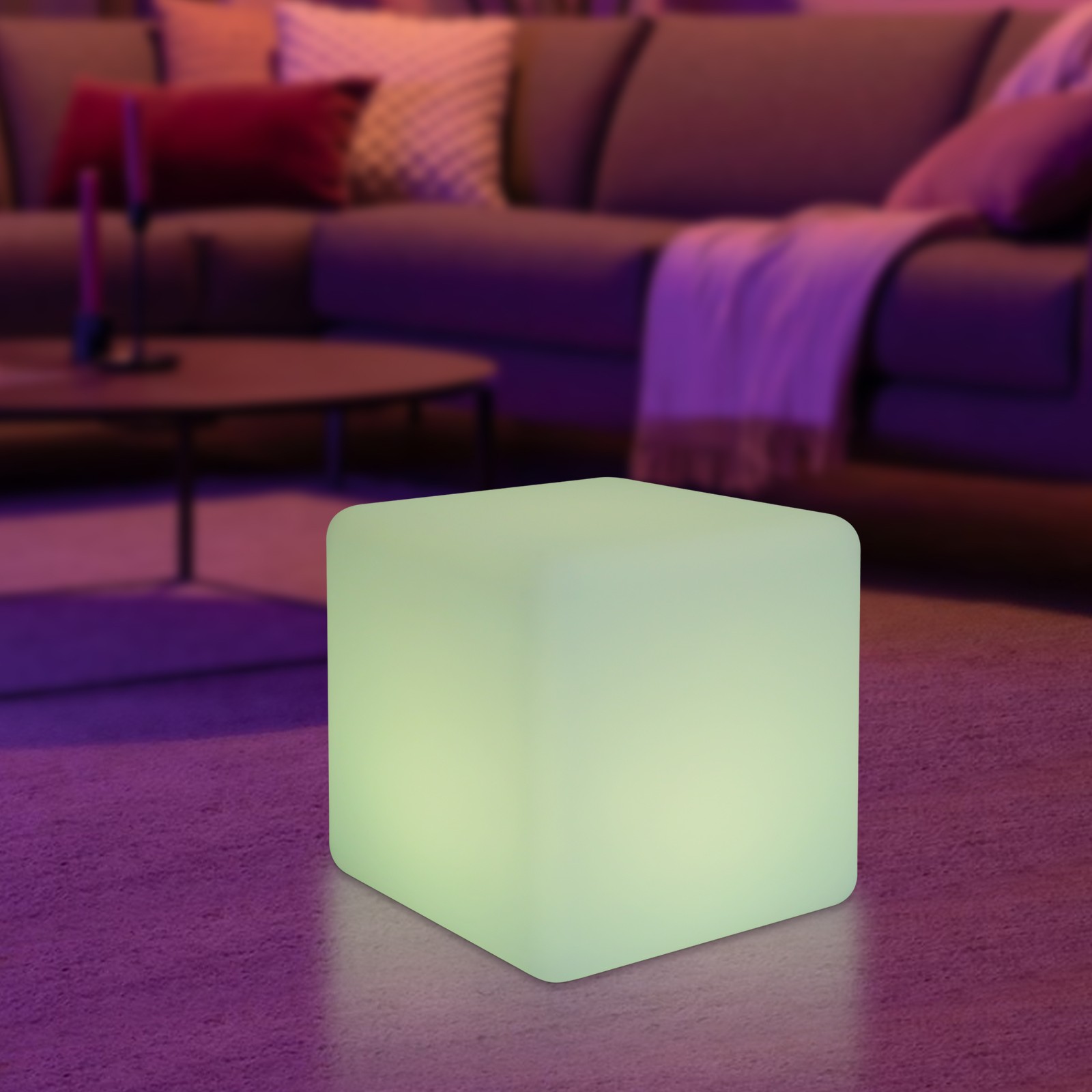 16 RGB Colors Rechargeable 12 inch LED Light Cube Stools Chair W/Remote Control
