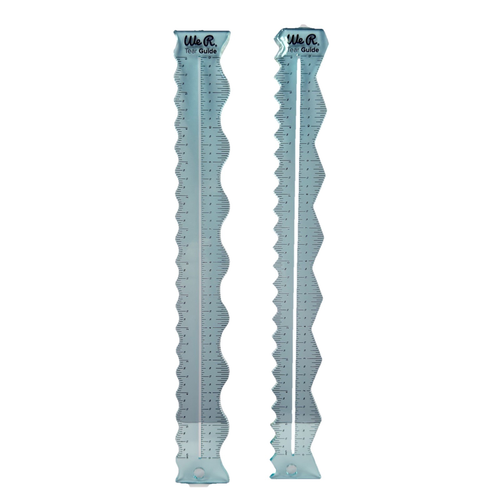 We R Memory Keepers 2‑Piece Clear Acrylic Tear Guide Ruler Set Scrapbooking