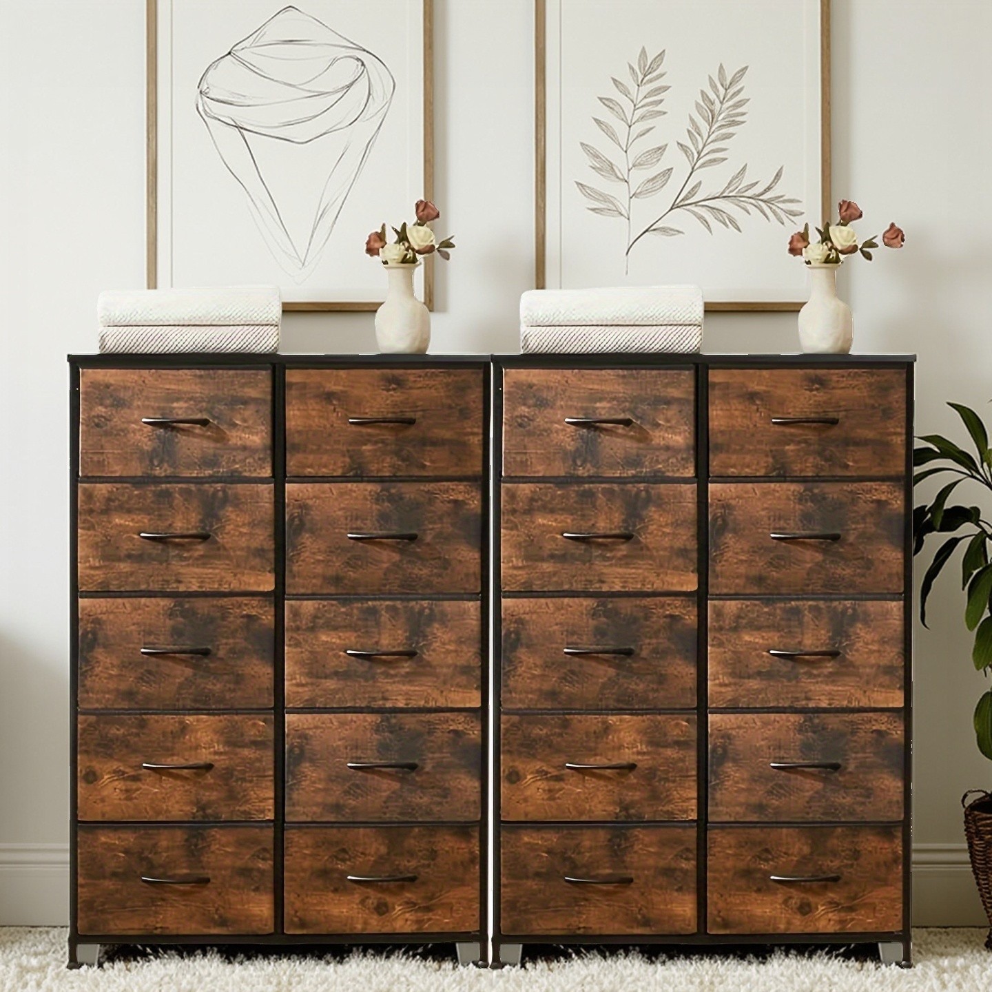 2PCS Office 10-Drawer File Cabinet