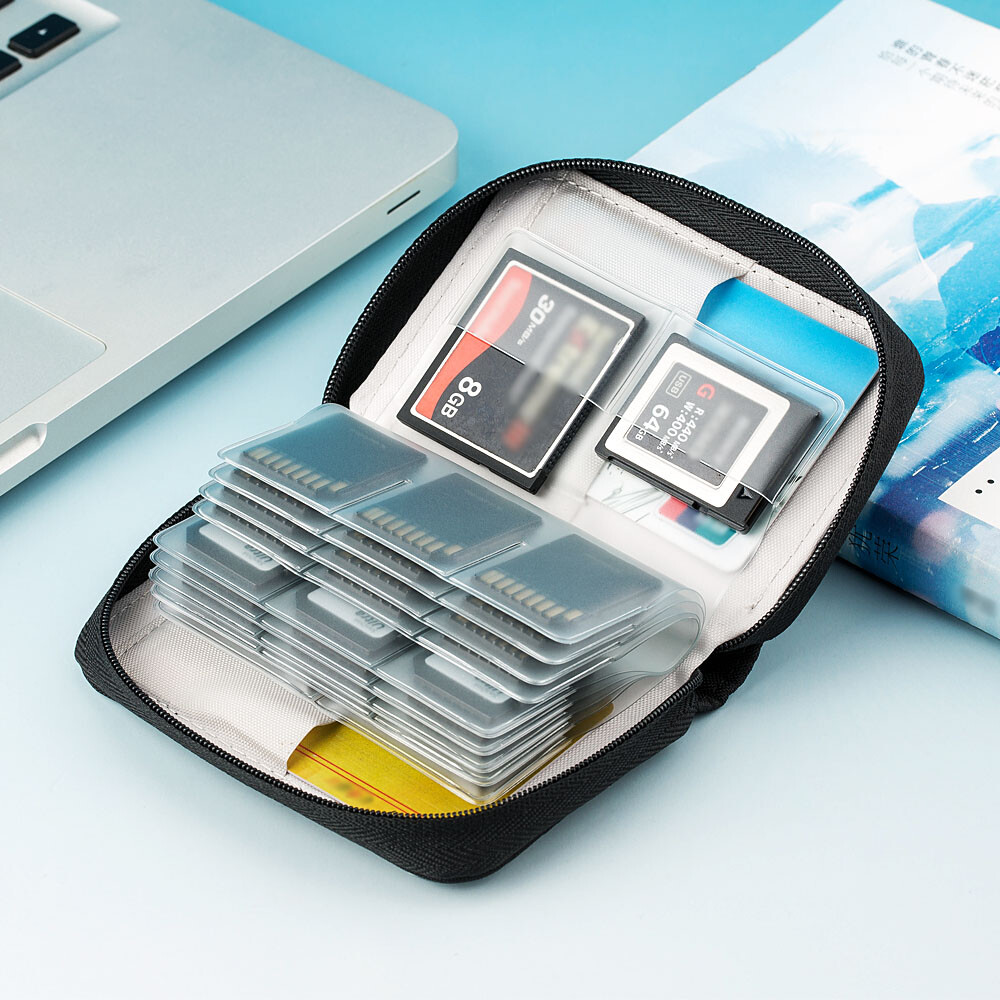 Camera Carrying Memory Card Case Holder Protector for 24 SD and 4 XQD CF Cards