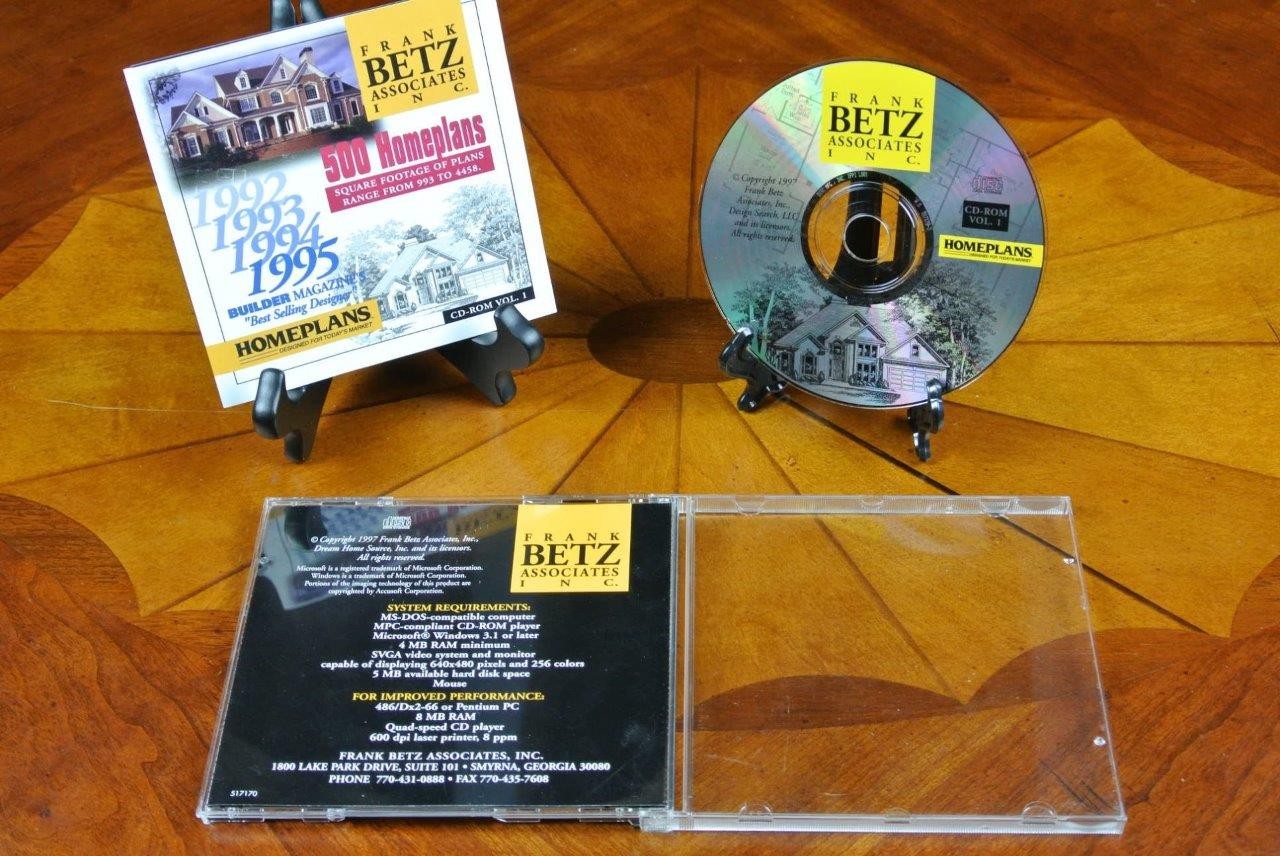 Rare FRANK BETZ Associates Inc 500 Homeplans House Plans on CD Windows PC