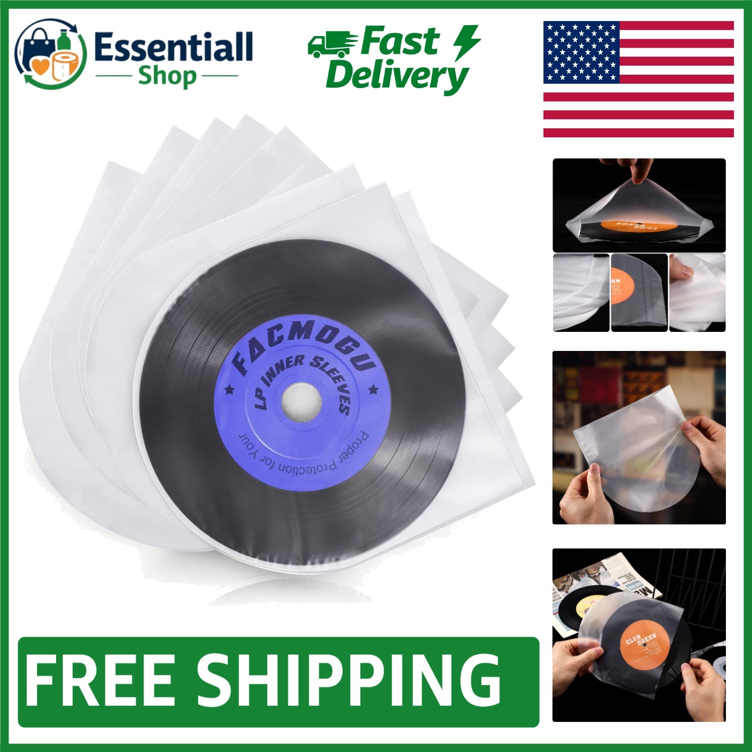 100PCS 7-Inch Anti-Static Vinyl Record Sleeves for Pristine Album Protection