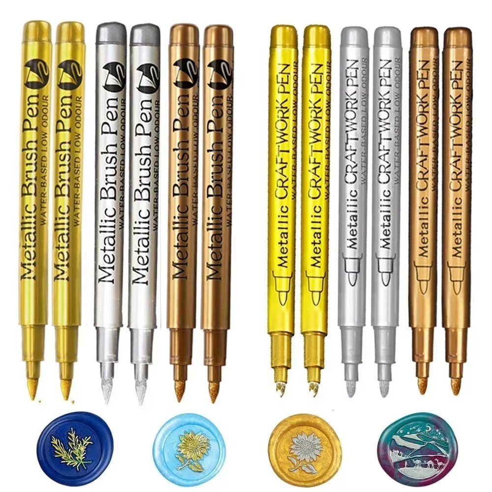 6Pcs Metallic Paint Marker Pens Gold Silver Permanent Art Markers for Crafts