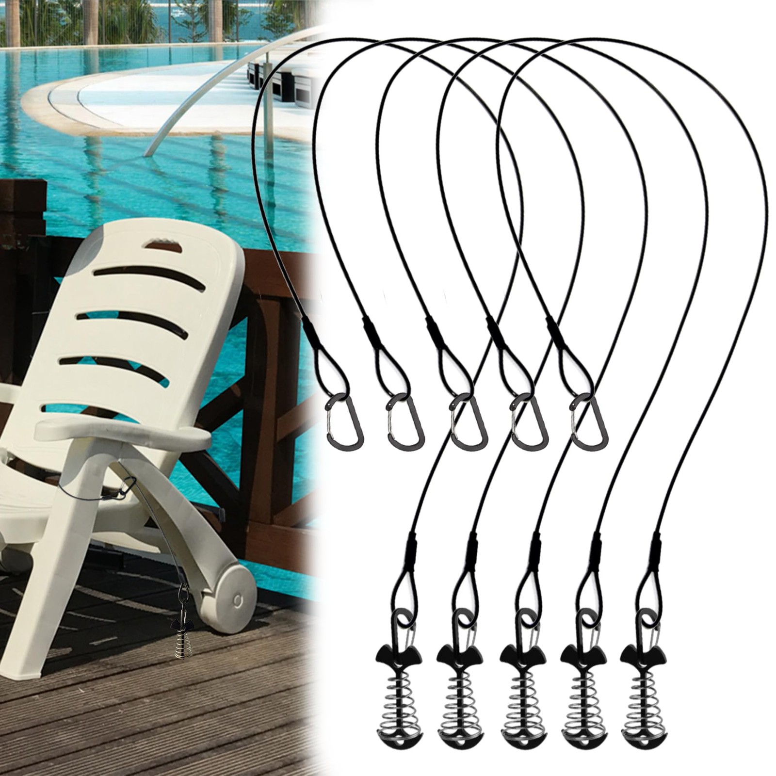 5pcs Deck or Dock Anchors with Cable for Gap Between Boards. Aluminium Alloy ...