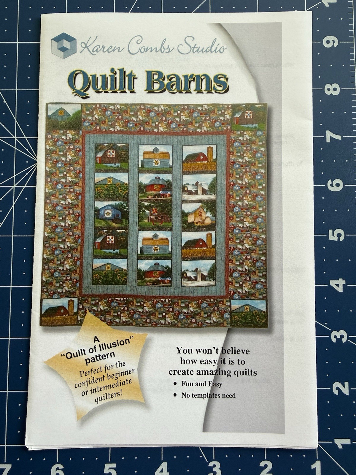 Quilt Barns Easy Pattern By Karen Combs Studio ‘Quilt Of Illusion’ 58”x58”