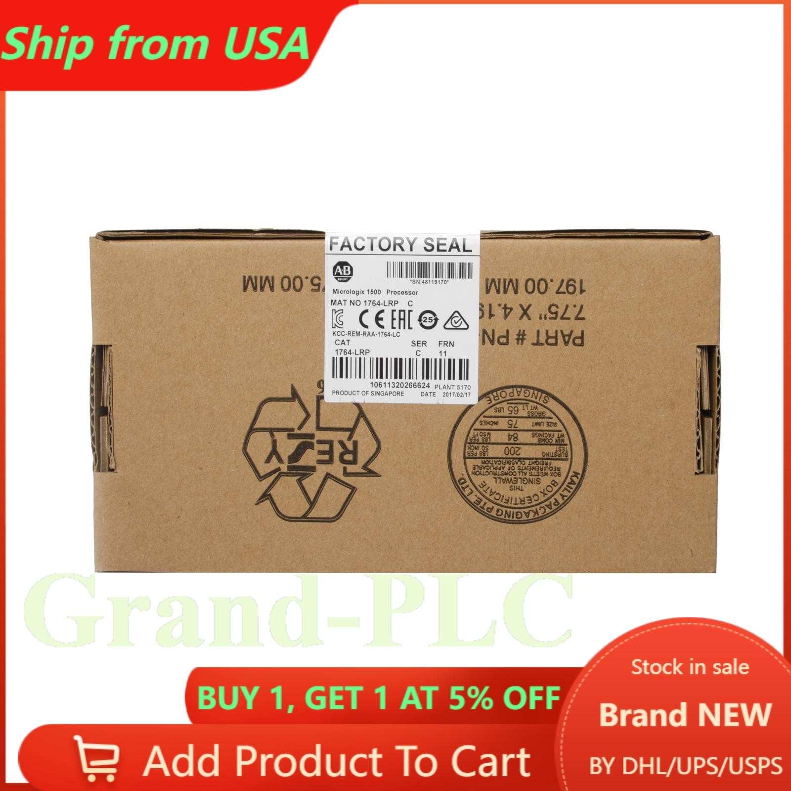 New Factory Sealed Allen Bradley 1764-LRP SER C MicroLogix 1500 Processor PLC