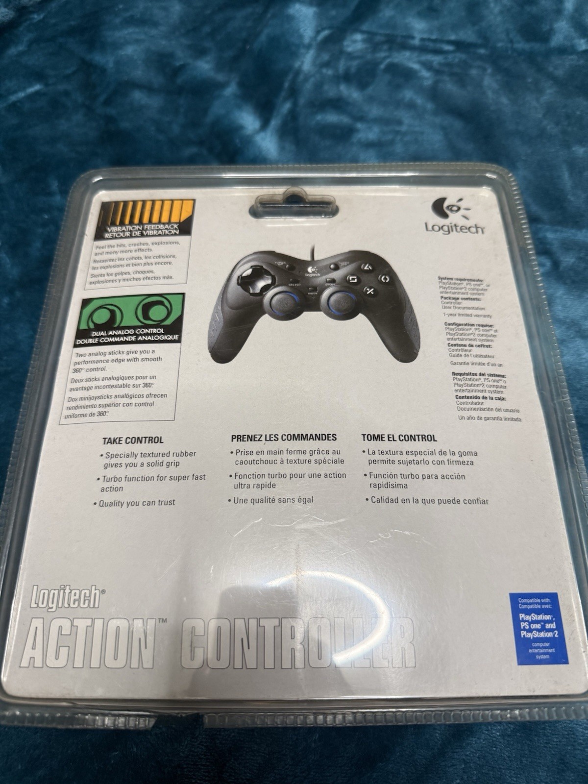 Logitech Action Controller Wired Gamepad for PS2/PS1 Dual Analog Turbo Vibration