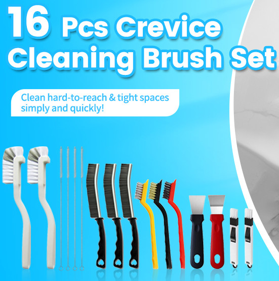 16 Pcs Crevice Cleaning Brush Set, Hard Bristle Scrub Brushes Tools