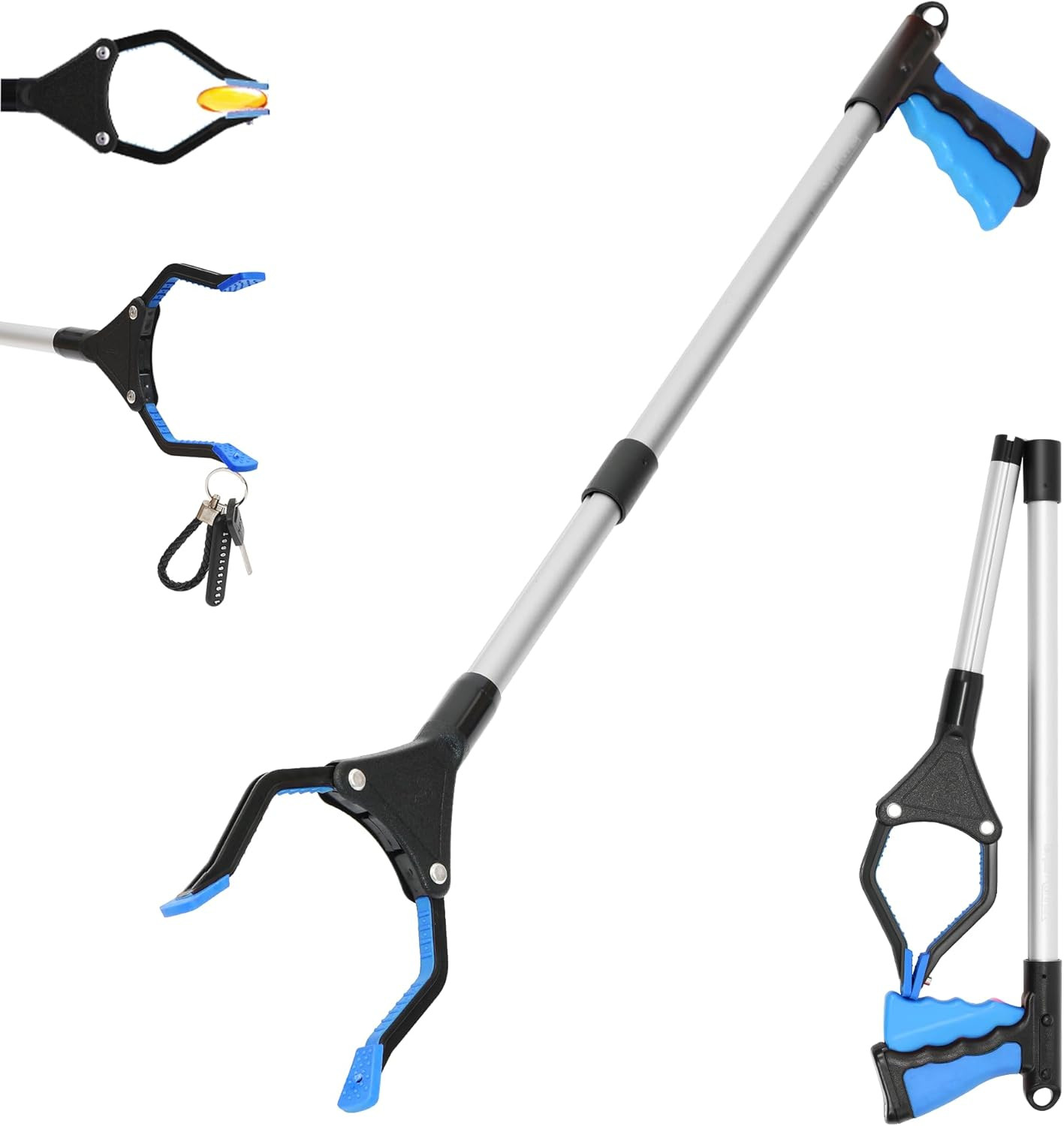 32 inch  Foldable Reacher Grabber Tool with Strong Magnetic Tip for Seniors, Dis