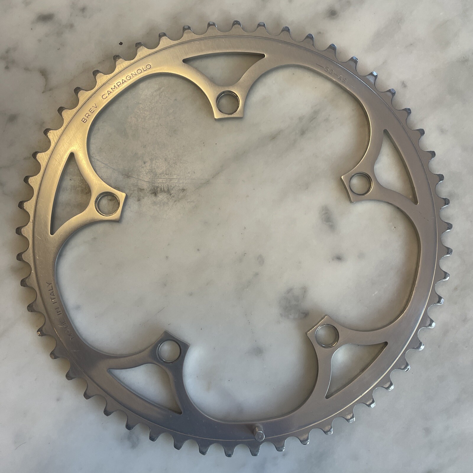 Lightly Used CAMPAGNOLO Chainring 53T "AS" • 135 BCD.   (NJ)