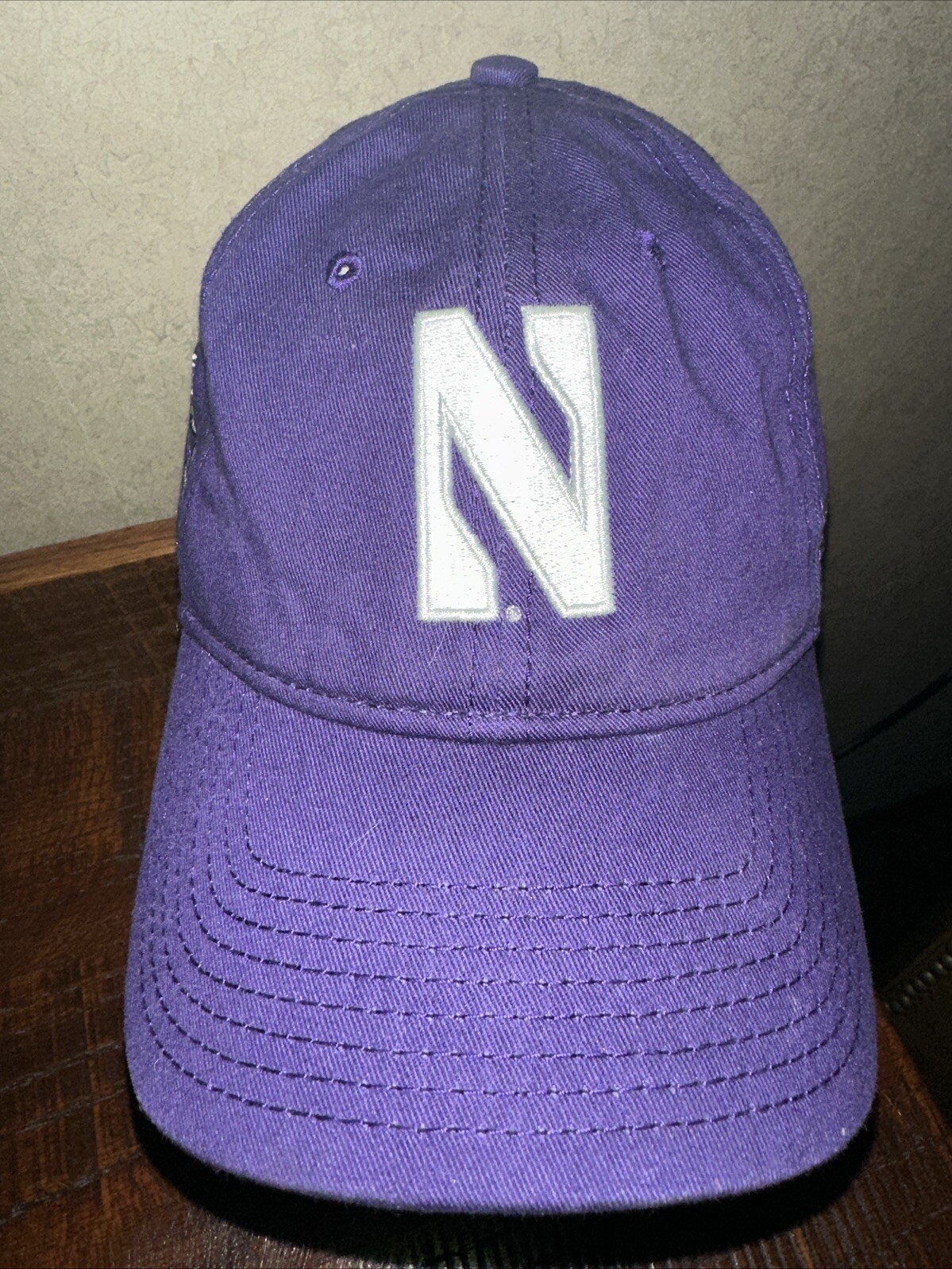 Under Armour Northwestern White N on Purple Hat Cap Walker Open Patch Hook Loop