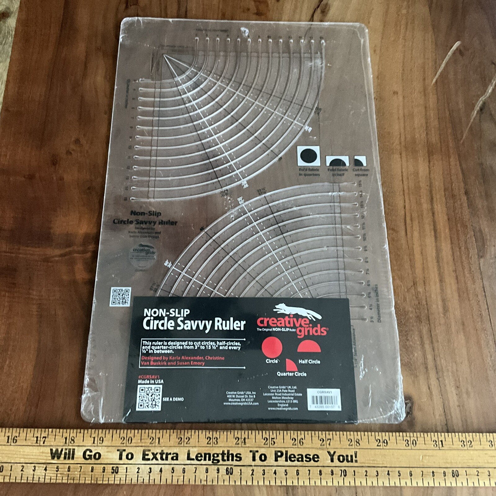 Creative Grids Circle Savvy Quilt Ruler (CGRSAV1) New Mint A+