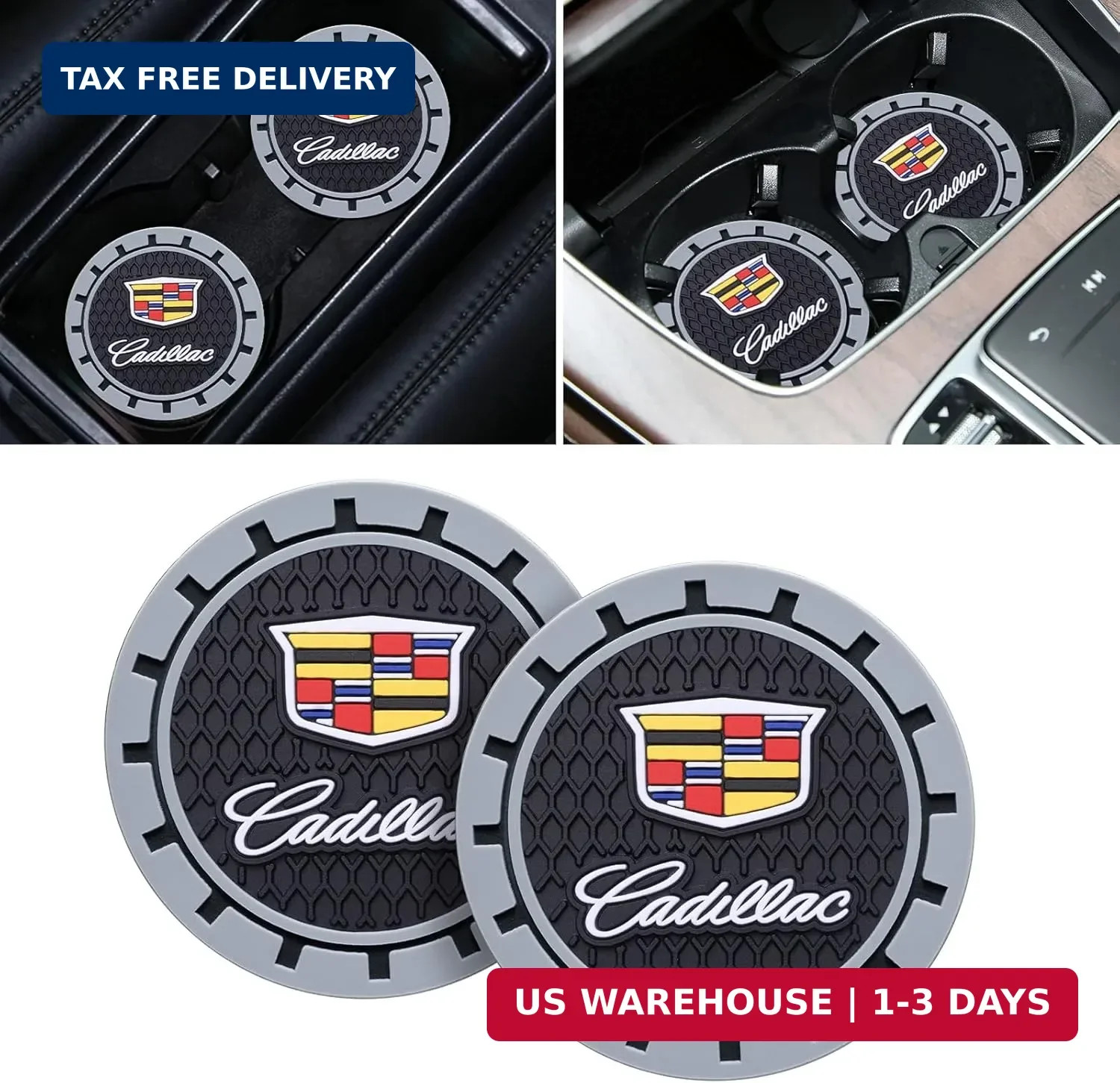 Car Cup Coaster, 2PCS Universal Non-Slip Cup Holders, Compatible with Cadillac S