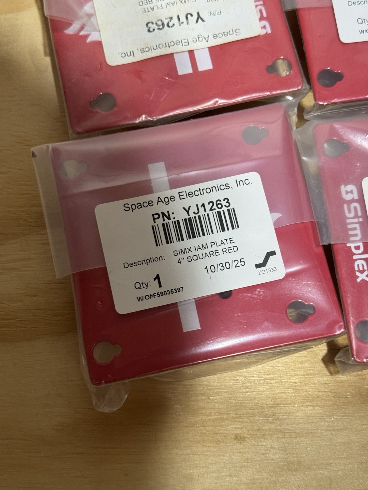 Simplex IAM Plate 4” Square Red | Space Age Electronics PN:YJ1263