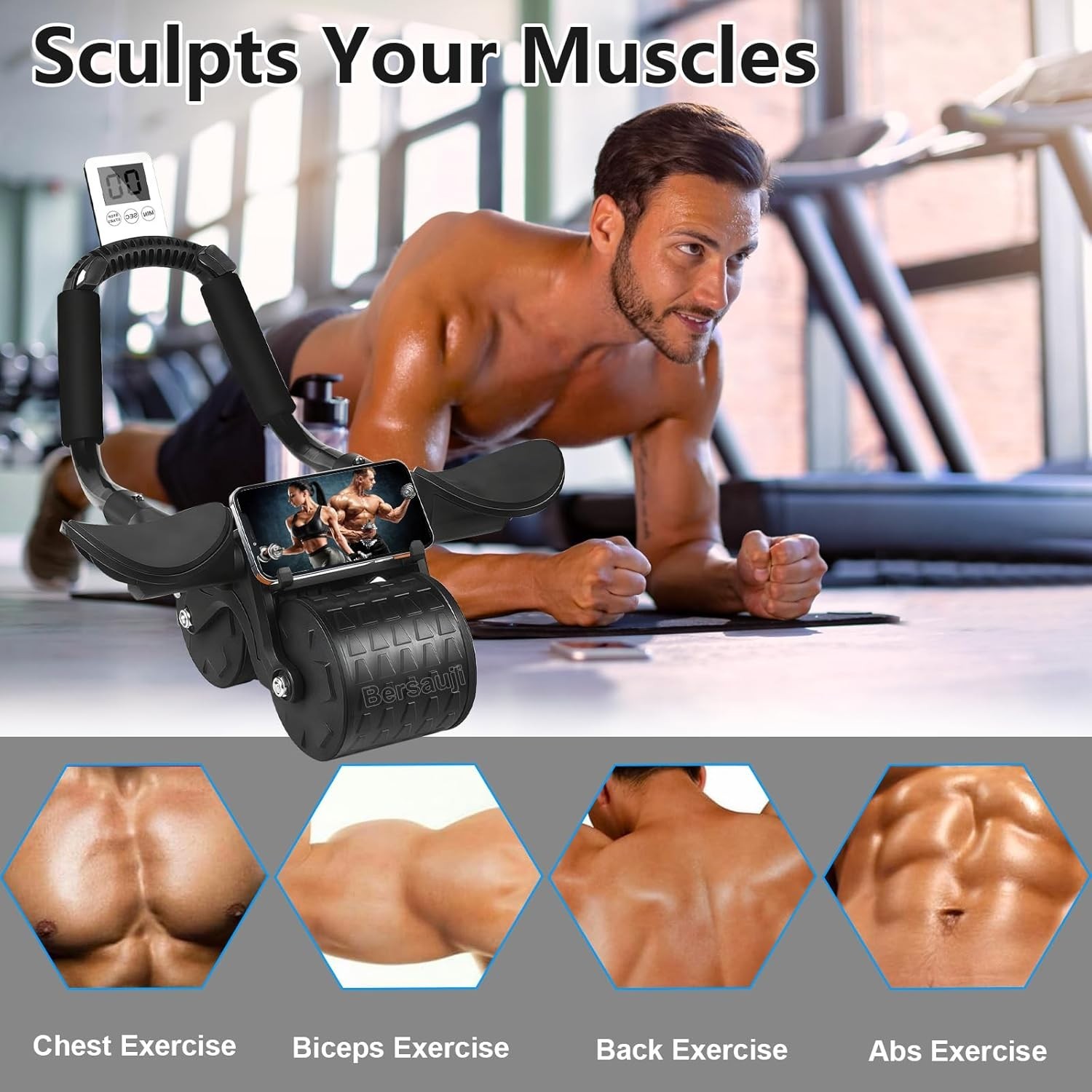New 2026 Ab Roller with Elbow Support & Automatic Rebound - Build Core Strength