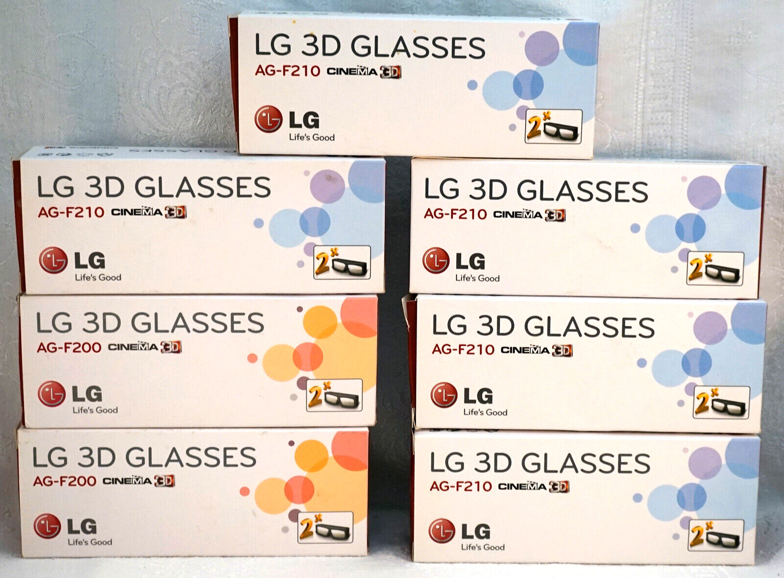 7 Pairs of LG 3D Glasses 5 AG-F210 Cinema & 2 AG-F200 All Unused in boxes.