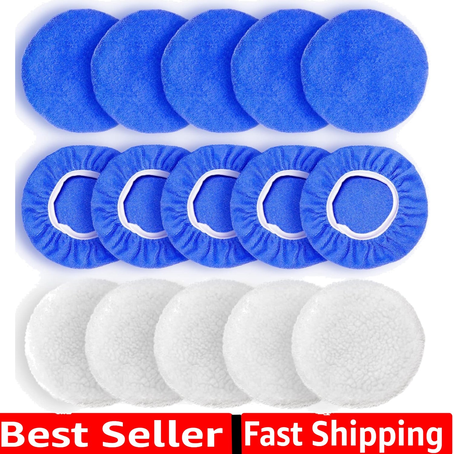 5 to 6 Inch Car Polisher Pad Bonnet, 15Pcs Car Polishing Bonnet Buffing Pads,...