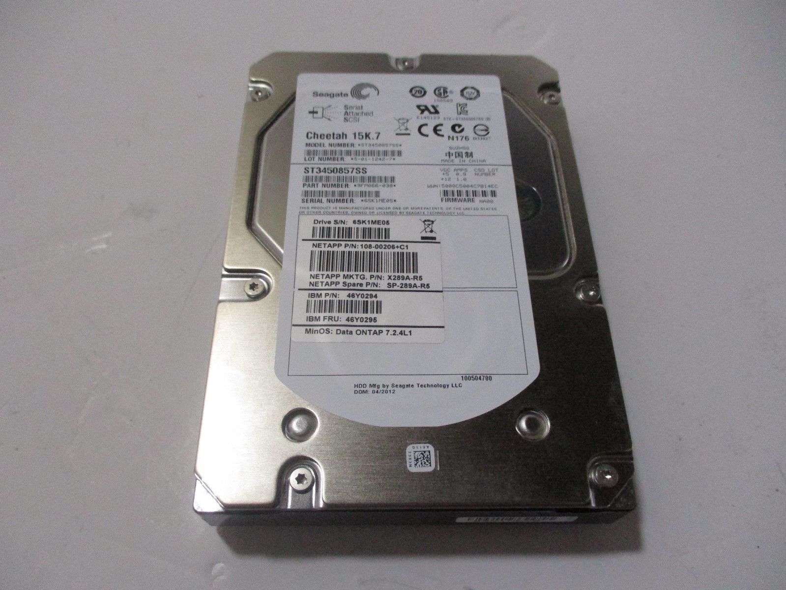 LOT of 10 - Netapp X289A-R5 450GB 15K SAS for FAS2020 FAS2040 FAS2050 - NO TRAY