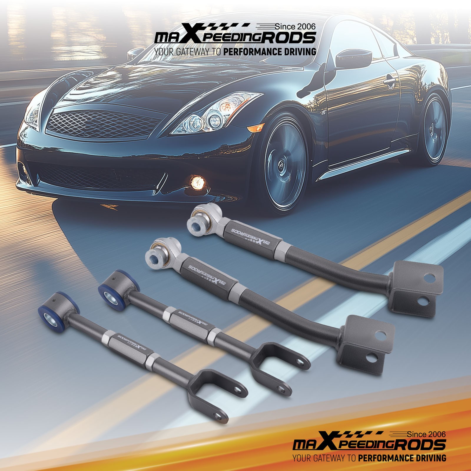 Rear Camber Arm + Traction Arms Alignment Set for 03-09 Nissan 350Z Infiniti G35