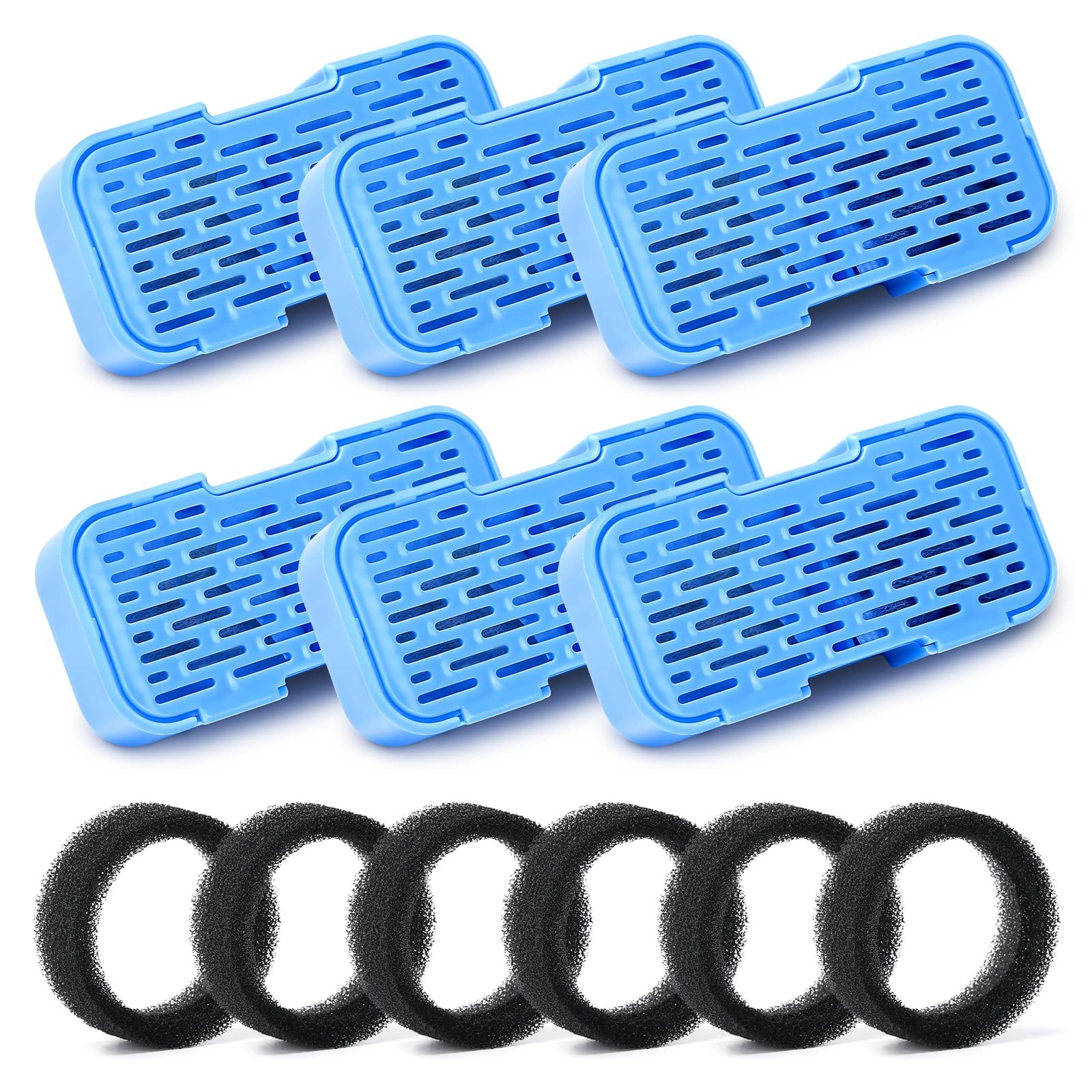 Official Cat Fountain Filters, 12 Pack (6 Filters + 6 Sponges) - Activated Ca...