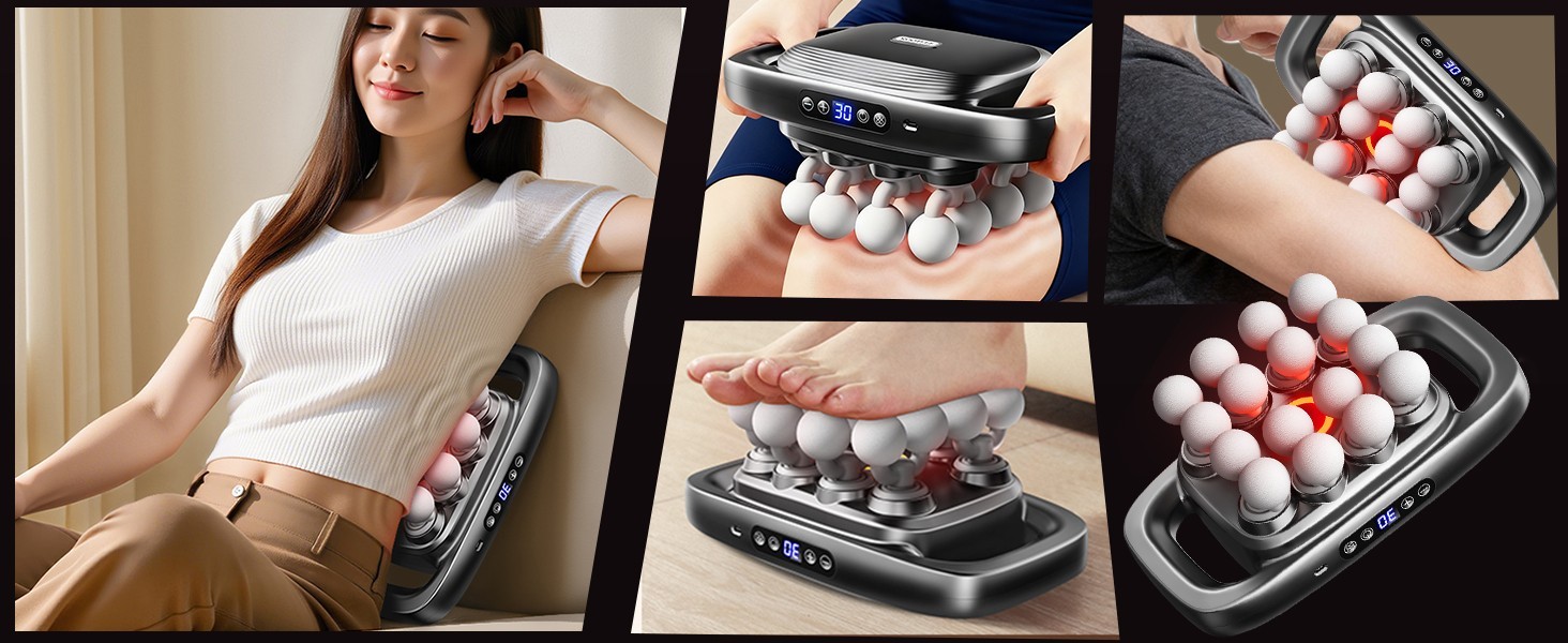 16-Head Massage Gun Set Deep Tissue Percussion Massager 3 Modes & 30 Intensity