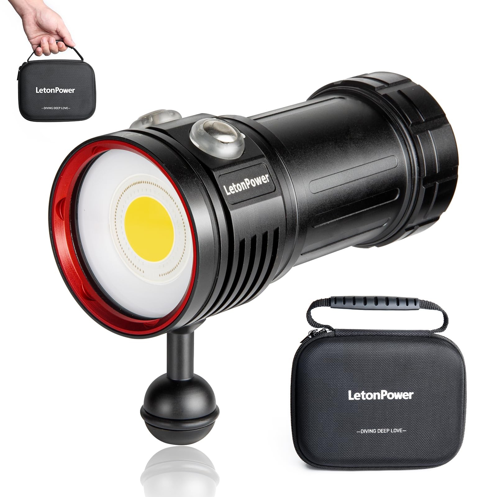 LetonPower Diving Flashlight, L12 8000Lumens Dive Light,100m L12, Sealion