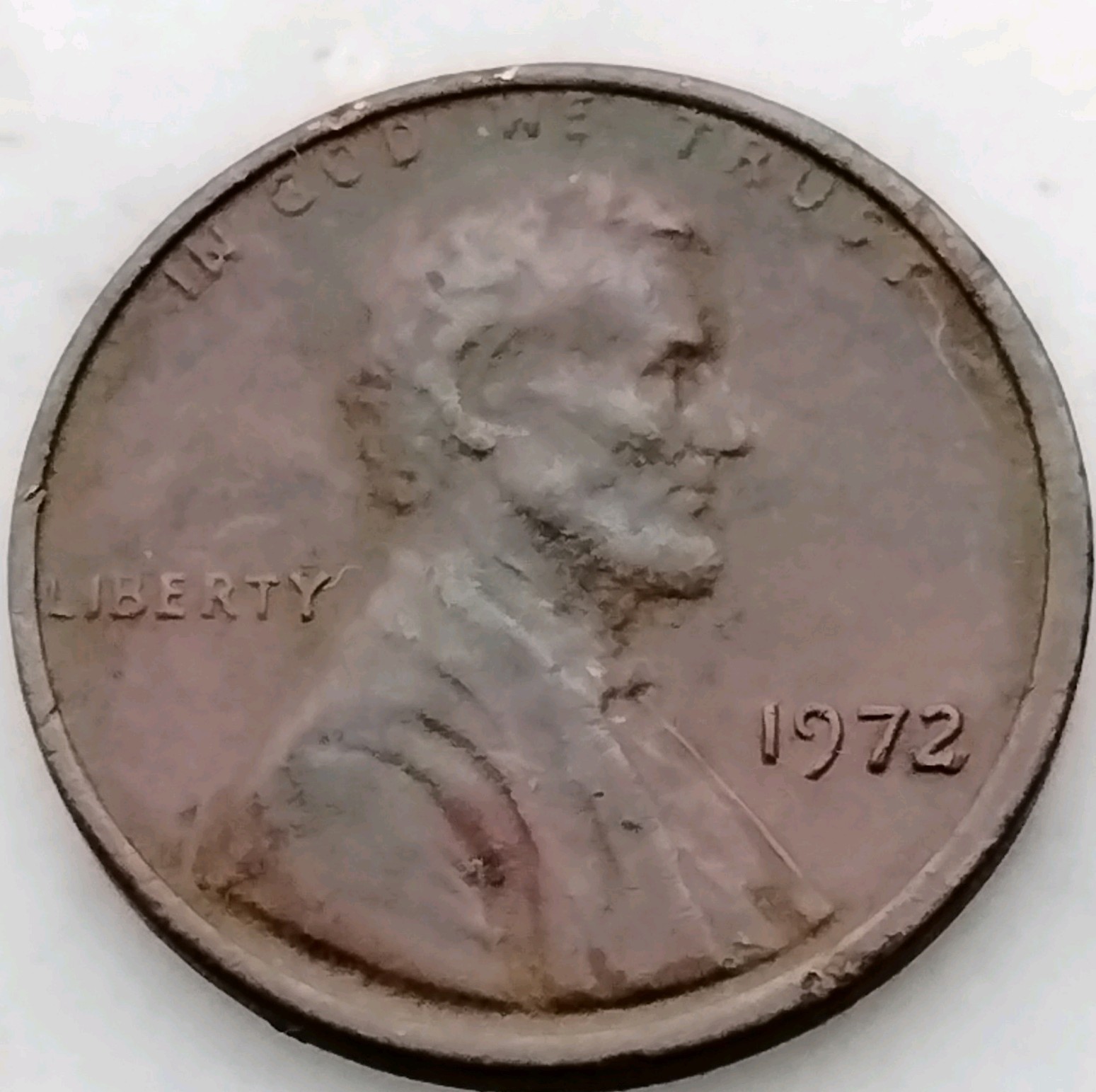 1972 Lincoln Memorial Cent Off Center Brown/Red Color