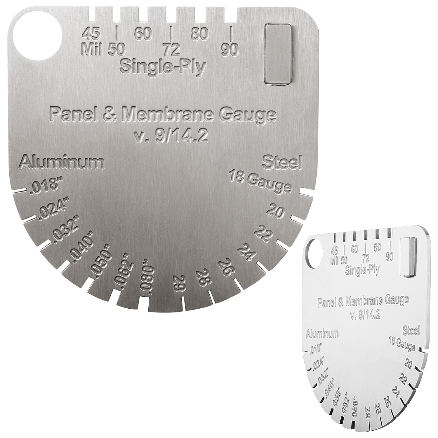Panel & Membrane Gauge Shingle - Upgraded Stainless Steel Thickness Measuring To