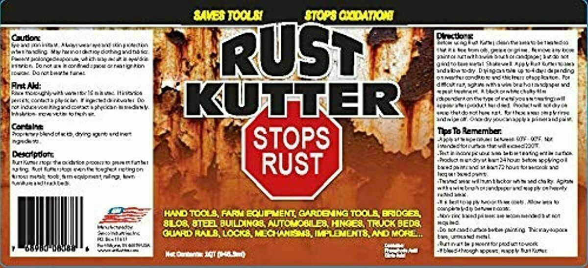 Rust Kutter- Rust Converter, Stops Rust, Professional Rust Repair – Quart