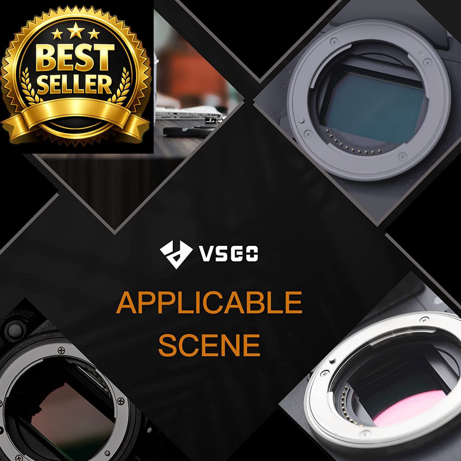 VSGO Full Frame Sensor Cleaning Kit, 12pcs Swabs & 10ml Black, White