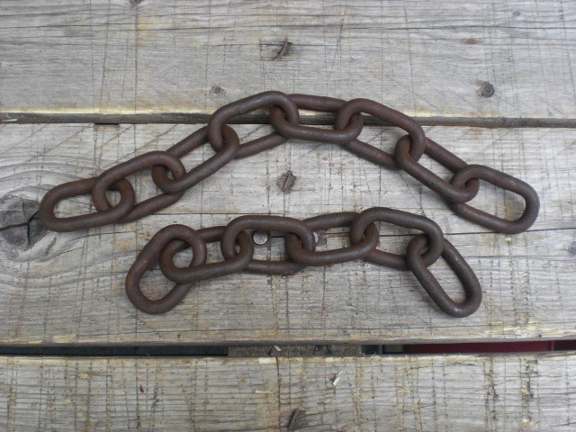 Vintage Salvage Heavy Duty Iron Chain Hand Forged 2 Short Pieces