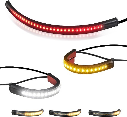 Front Rear Motorcycle Led Turn Signals, Universal White Amber Fork Light Strip,
