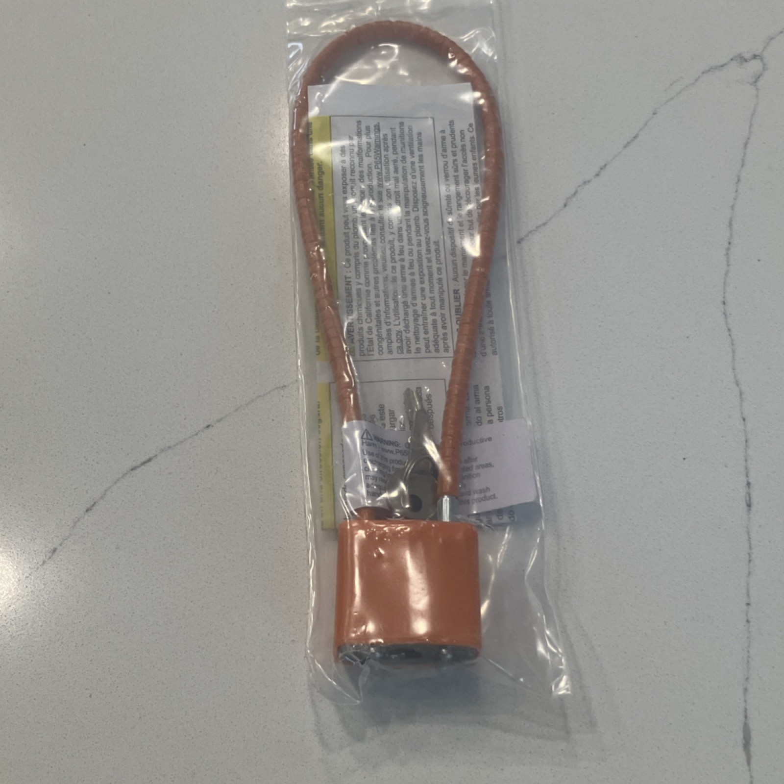 Orange Steel Cable Gun Lock for Pistol Rifle Shotgun Revolver with 2 Keys