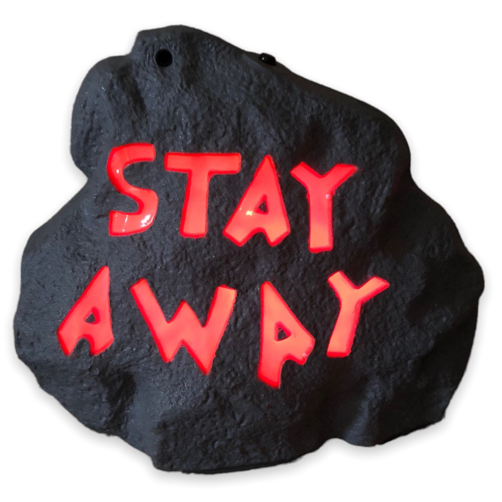 Gemmy Stay Away Rock Lights Sounds Talks Halloween Decoration Rare Orange Words