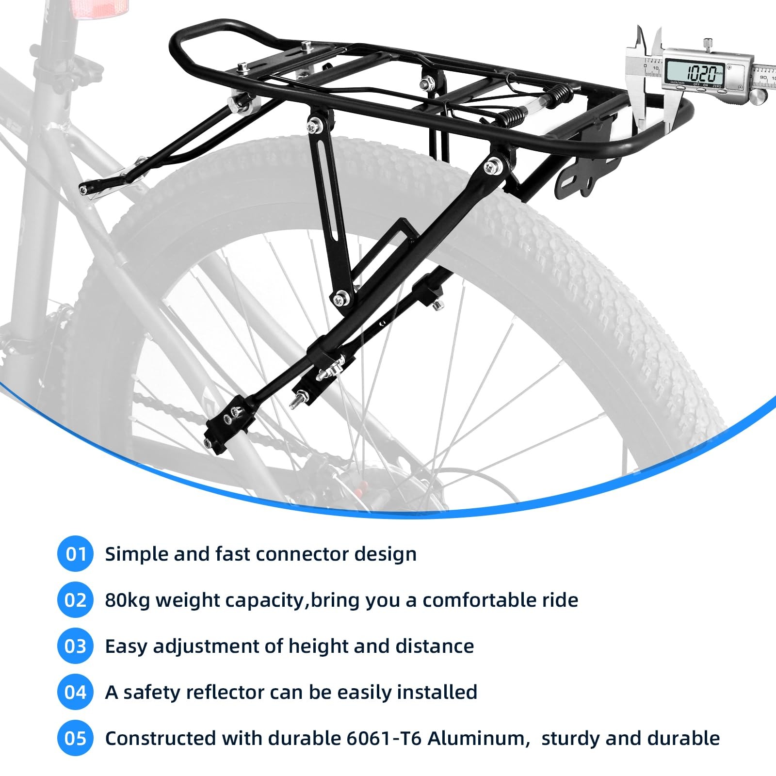 2025 Upgraded Generies Biking Universal Adjustable Bike Rear Rack, Bike Carri...