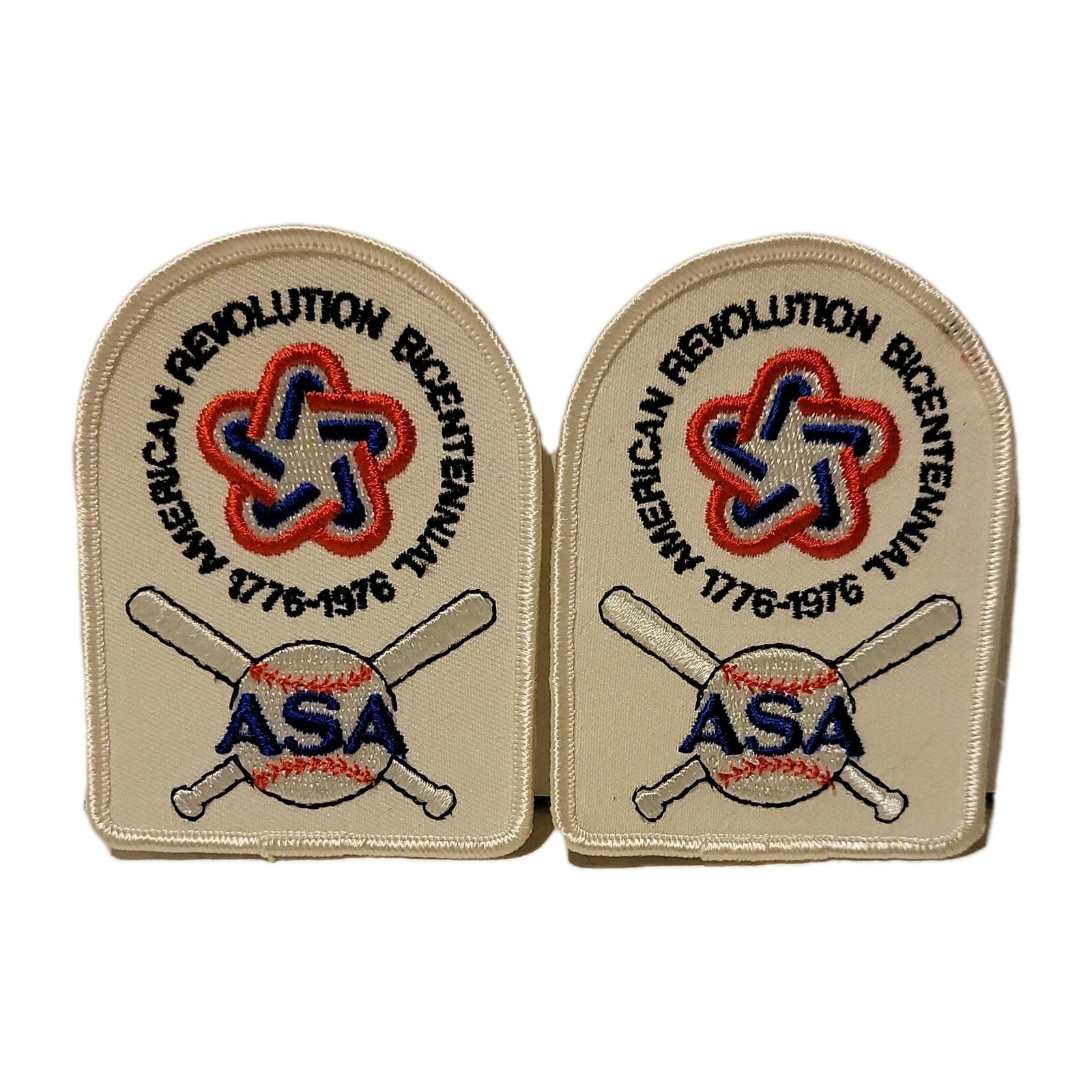 TWO 1976 ASA American Revolution Bicentennial Patches 1776-1976 Vintage Softball