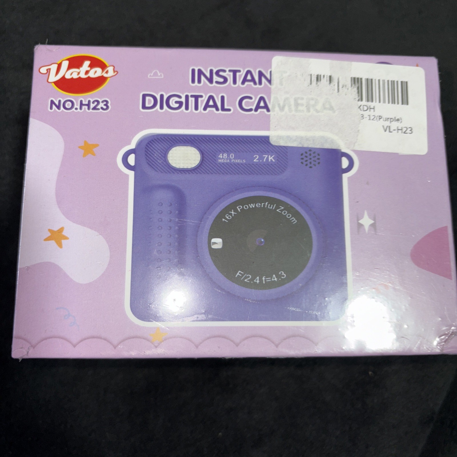 Vatos Instant Digital Camera Purple 48 MP 16X Zoom