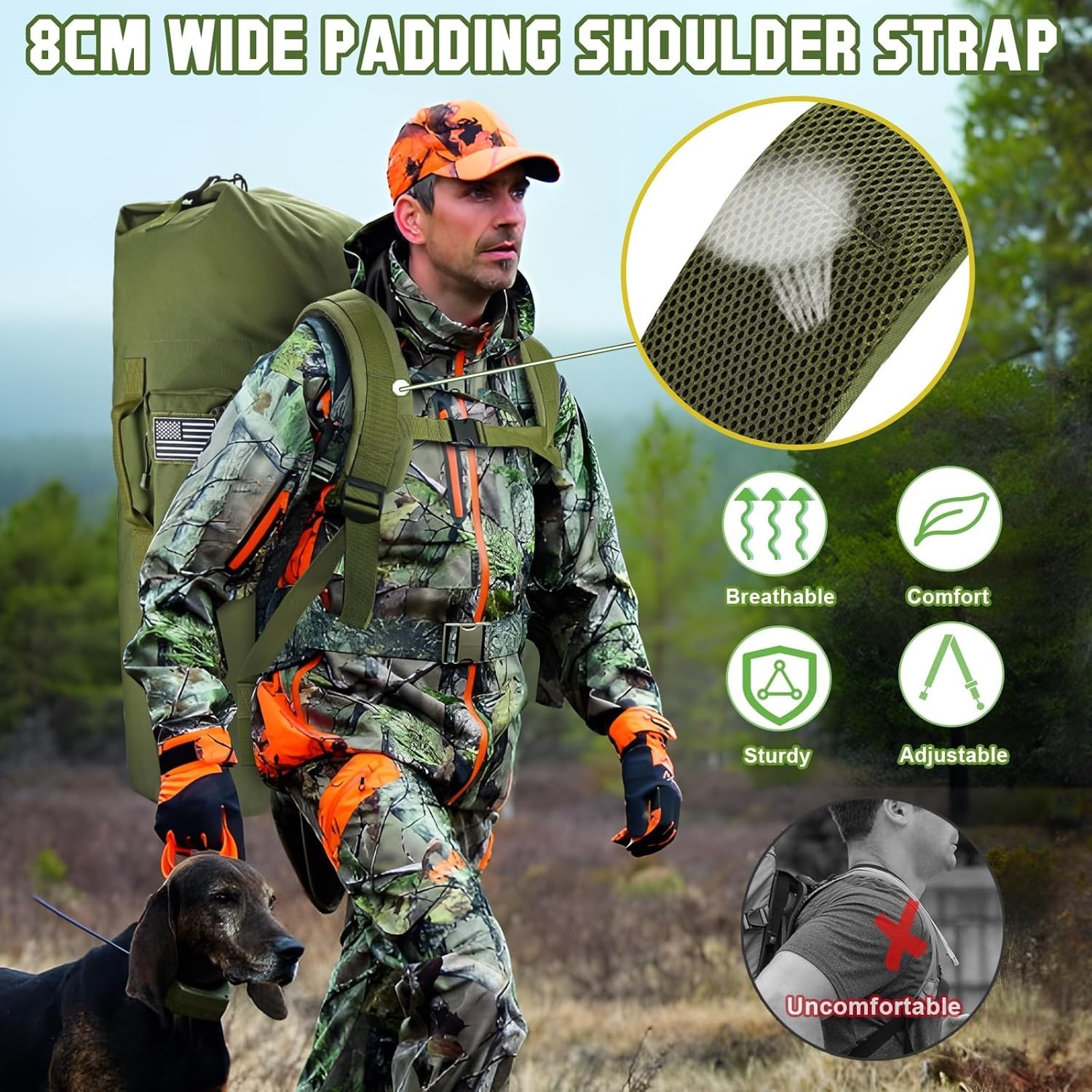 Durable 110L Military Duffle Bag - Comfortable Carry with Maximum Storage Space