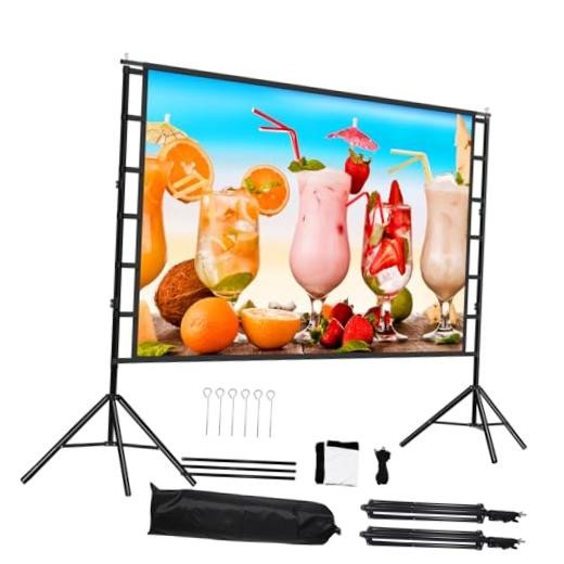 100 Inch Outdoor Projector Screen with One-Piece Telescopic Stand, Screen-100ST
