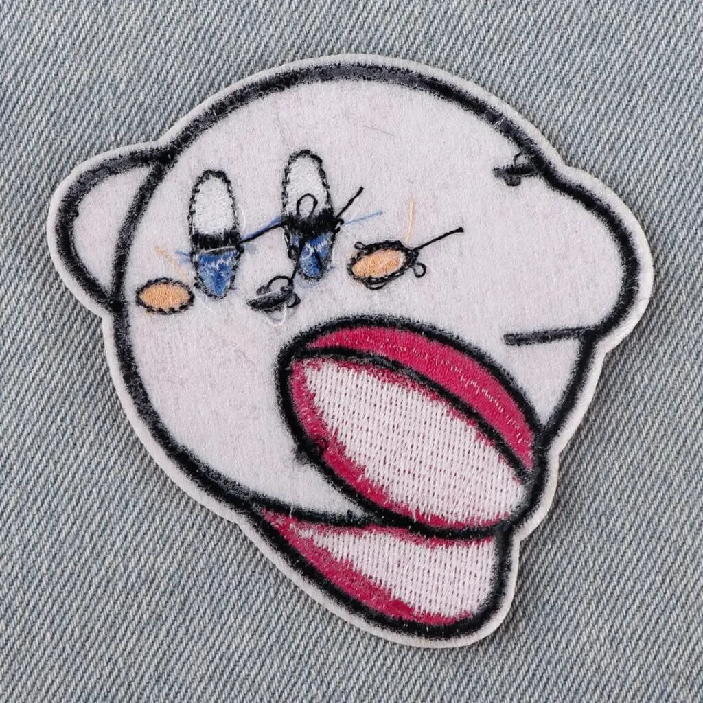 Kirby Game Cute Character Jumping Pink Embroidered Iron On Patch