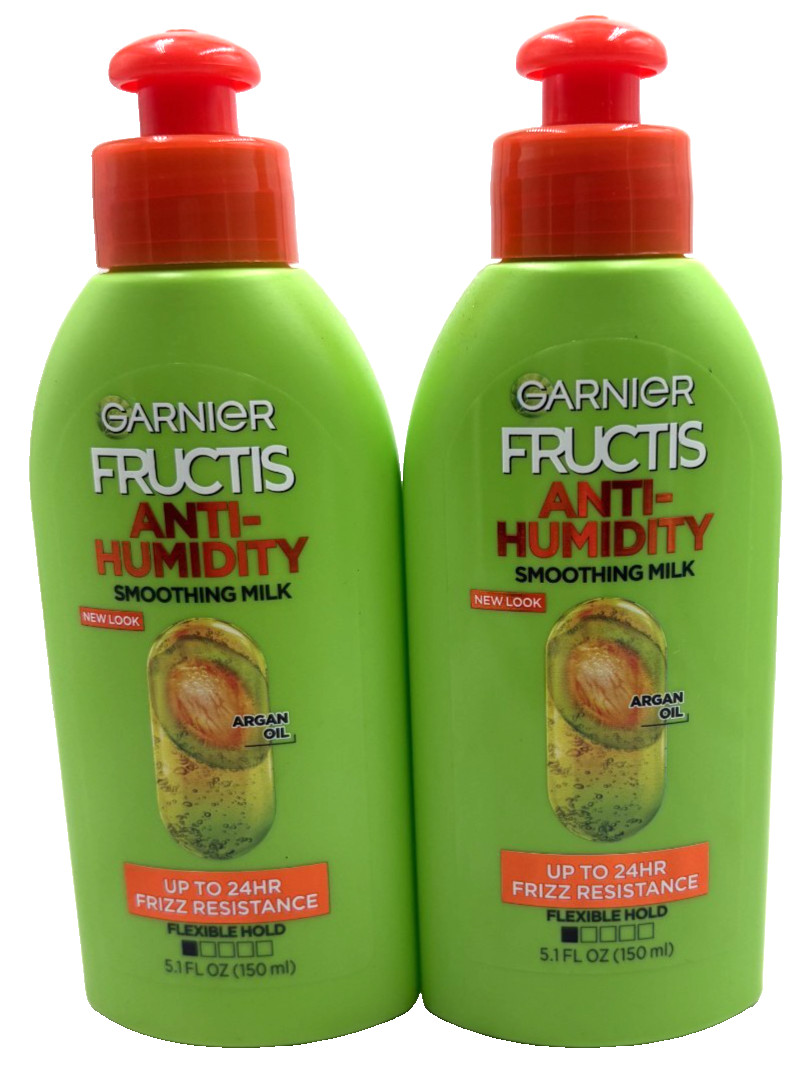 2X Garnier Fructis Anti-Humidity Smoothing Milk 24HR Frizz Control 5.1 oz EACH