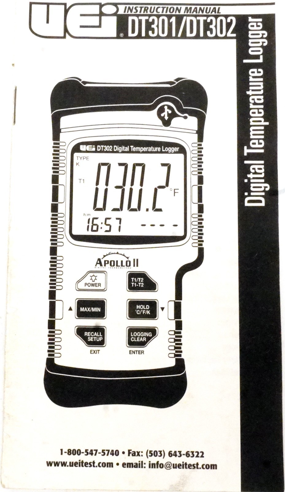 UEi Test Instruments DT302 Dual Input Digital Temperature Logger Apollo II