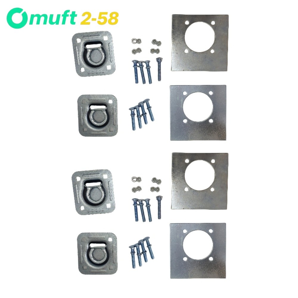 4x Cargo Trailer Anchor Tie Down D-Ring Flush with Hardware For Truck SUV Van