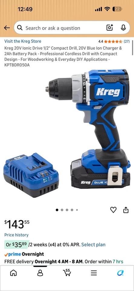 Brand New Kreg 20V Ionic Drive 1/2" Compact Drill