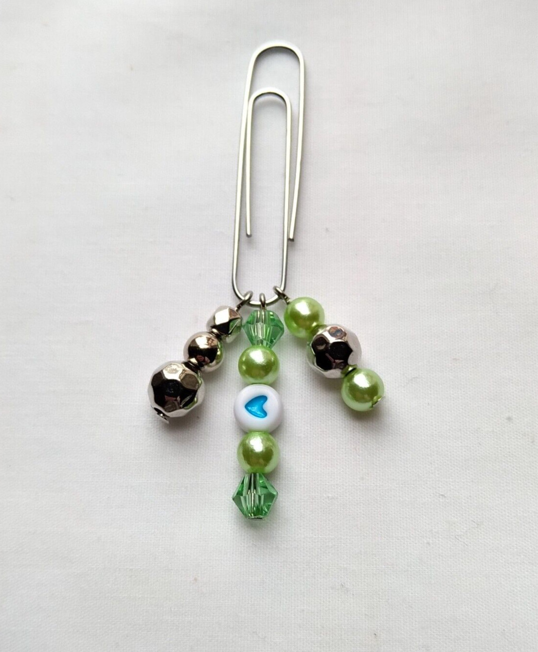 Cute Large Paper Clip Green Beaded for Folder Planner Book Office Accessory