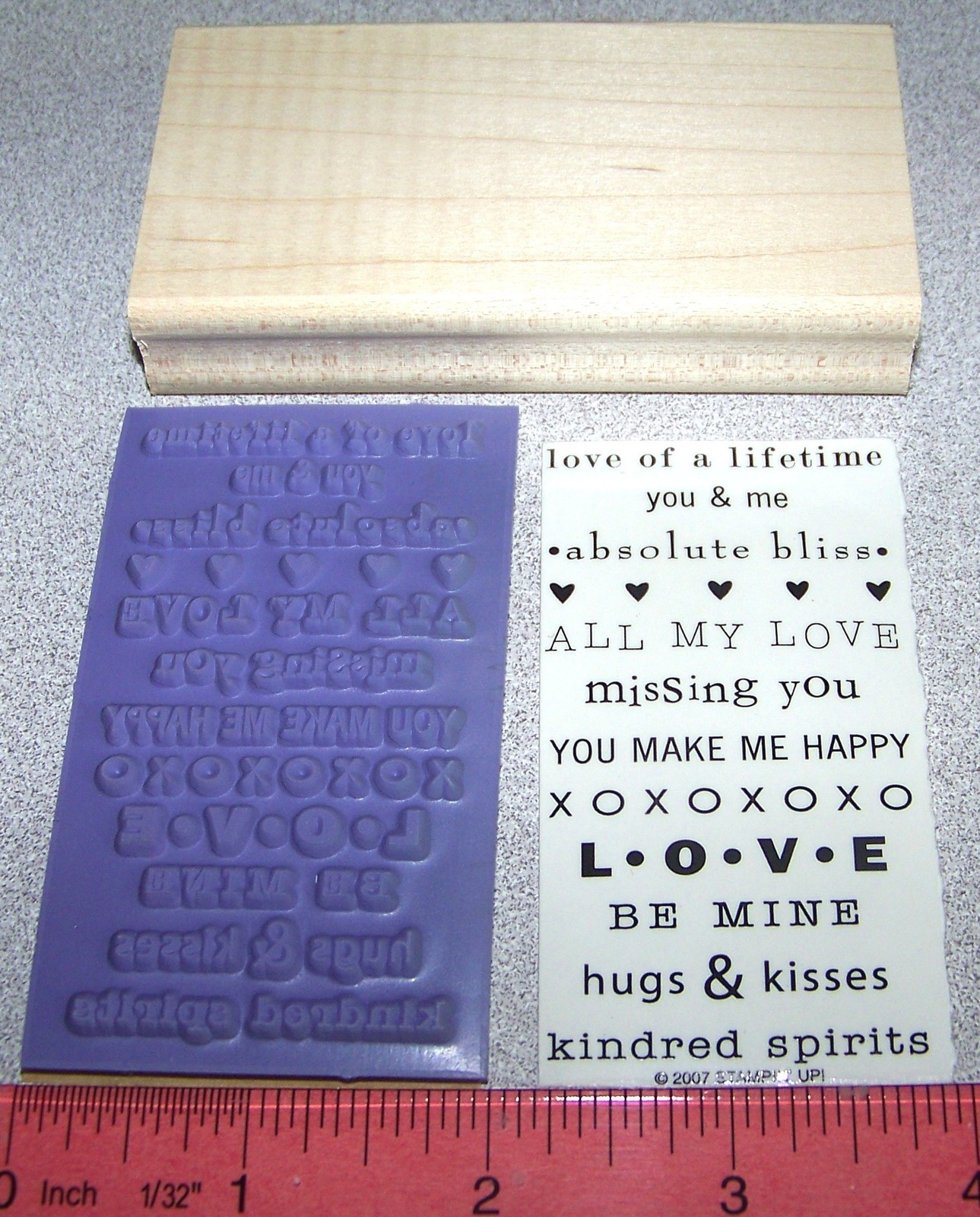 missing you Rubber Stamp hugs & kisses all my love by Stampin Up So Many Sayings