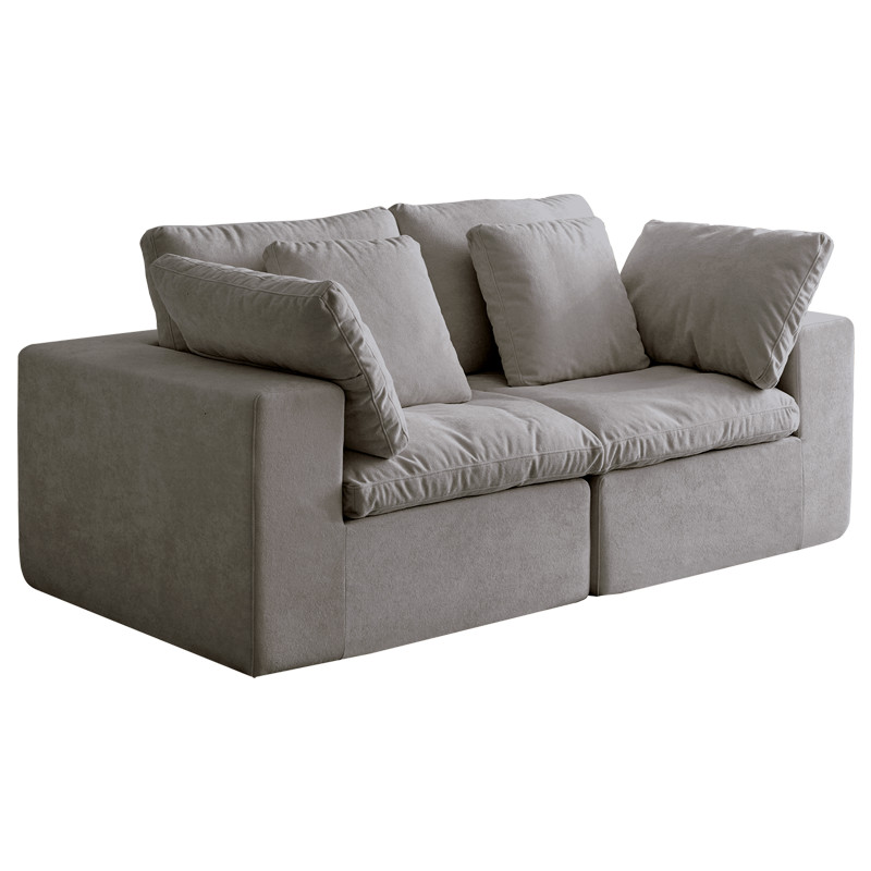 Compressed Sectional Sofa Modern Minimalist Style Corduroy Couch Light Gray